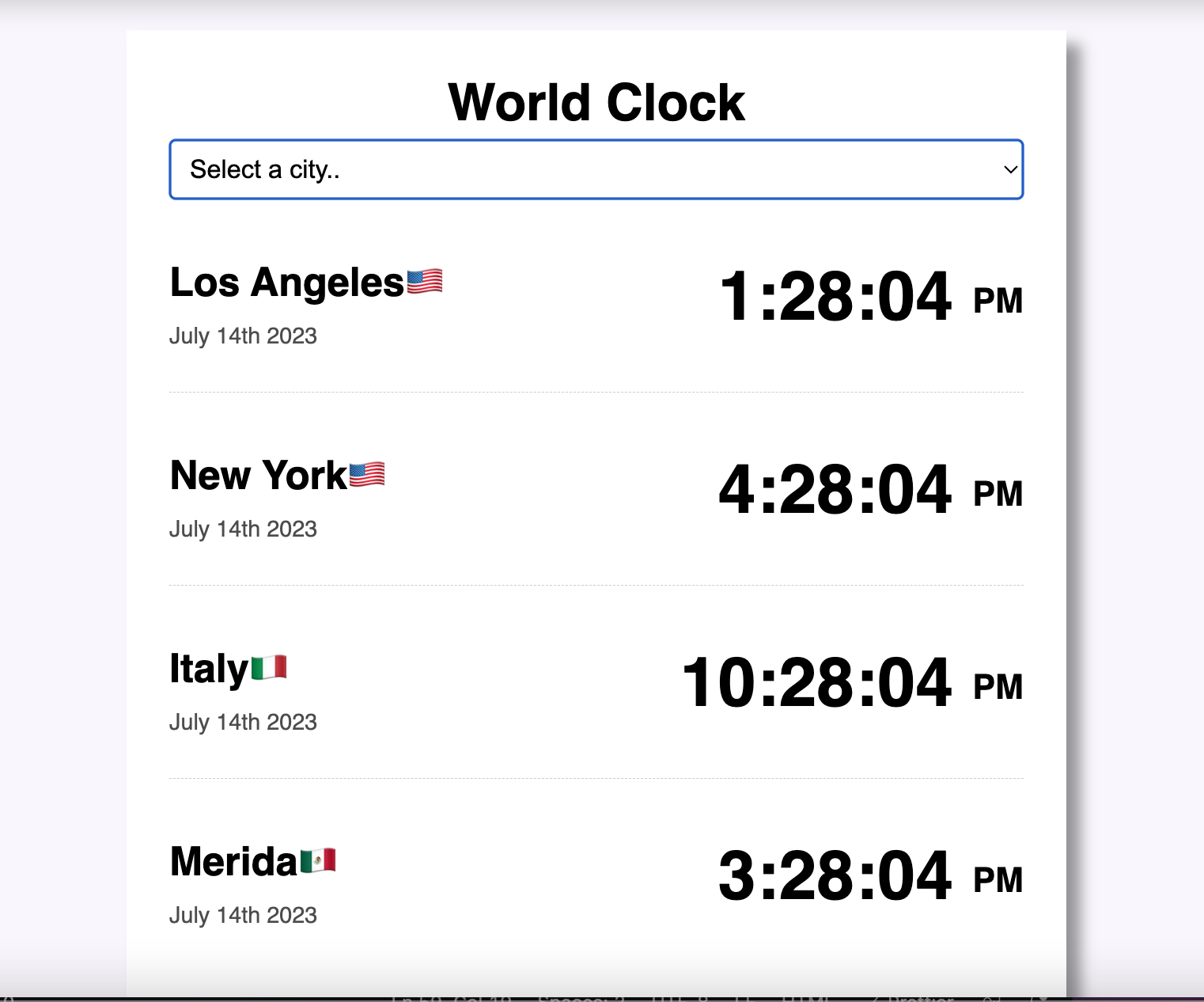 World Clock project preview